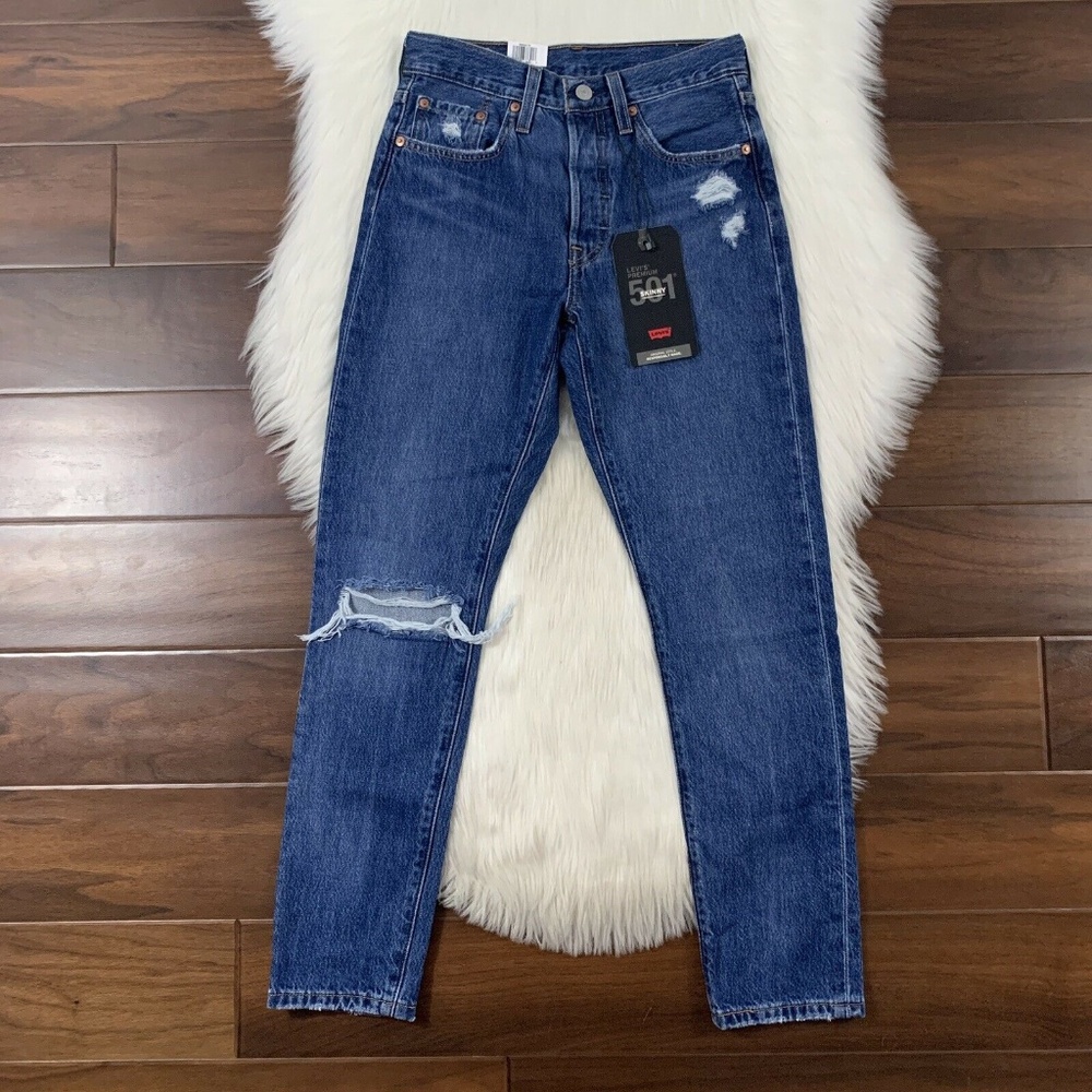 Levi's Women’s Size‎ 25 x 28 Sansome Winter 501 Distressed Skinny Denim Jeans